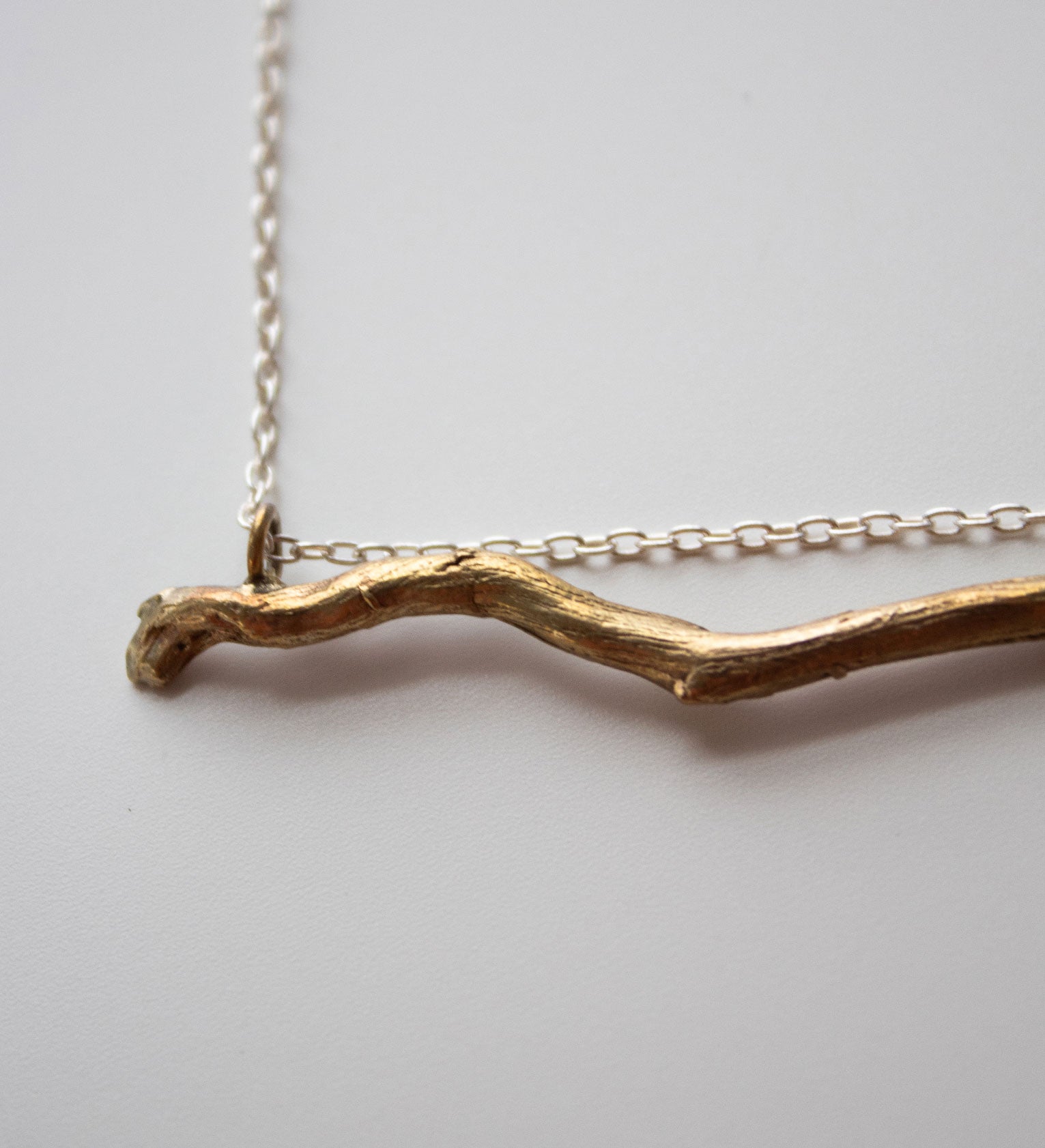 Felise Bronze Driftwood Necklace with Sterling Silver Chain