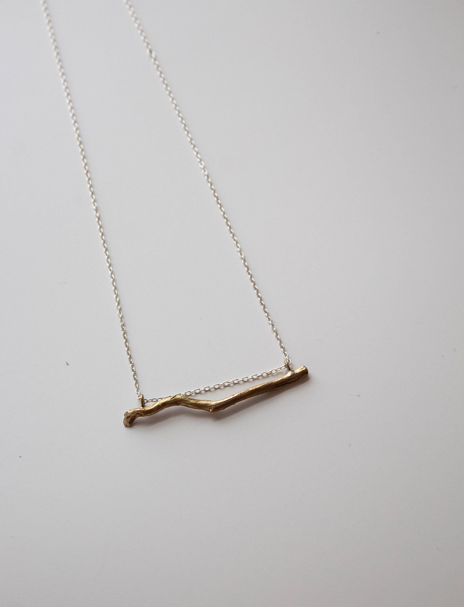 Felise Bronze Driftwood Necklace with Sterling Silver Chain